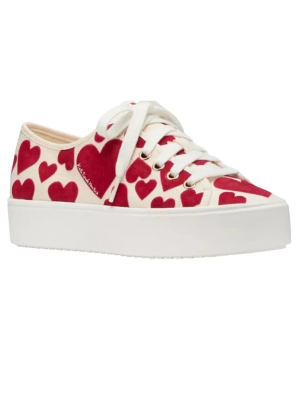 NWOT Kate Spade Women's Serve Round Toe Sneakers with Red Hearts Size 7B